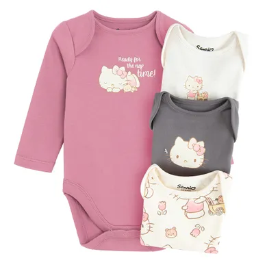 Cool Club, Body dziewczęce z długim rękawem, mix, Hello Kitty, zestaw, 4 szt.