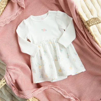 Cool Club, Body sukienka dziewczęce z długim rękawem, muślinowe, białe