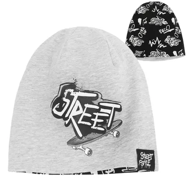 Cool Club, Czapka chłopięca, dwustronna, czarno-szara