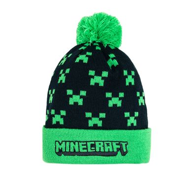 Cool Club, Czapka chłopięca z pomponem, czarno-zielona, Minecraft