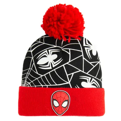 Cool Club, Czapka chłopięca z pomponem, czerwona, Spider-Man