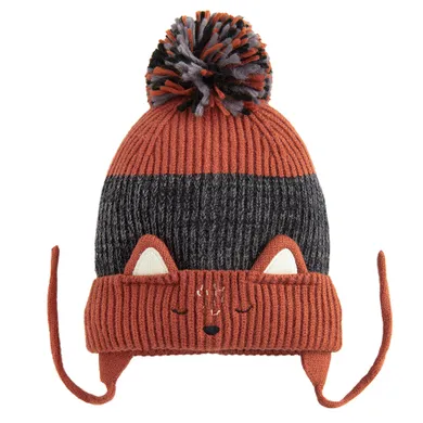 Cool Club, Czapka chłopięca z pomponem, wiązana, brązowa