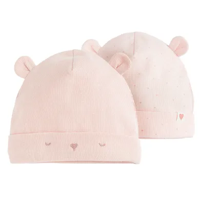 Cool Club, Czapka dziewczęca, prążkowana, różowa, zestaw, 2 szt.