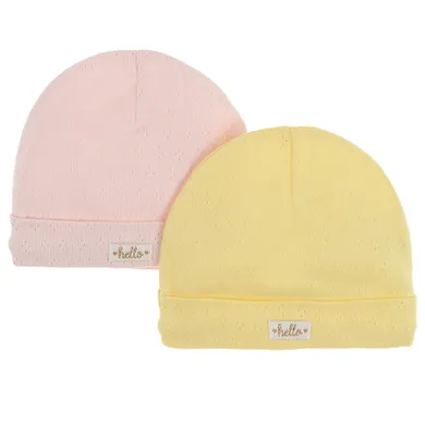 Cool Club, Czapka dziewczęca, żółta, różowa, zestaw, 2 szt.