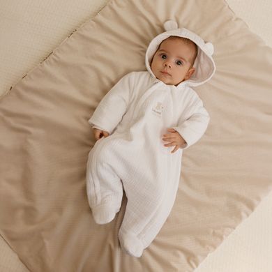 Cool Club, Kombinezon przejściowy niemowlęcy z kapturem, muślinowy, biały
