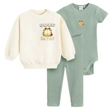 Cool Club, Komplet chłopięcy, Bluza, Body z krótkim rękawem, Legginsy, mix, Garfield
