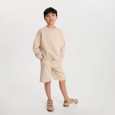 Cool Club, Komplet chłopięcy, Bluza ocieplana, Szorty, beżowy