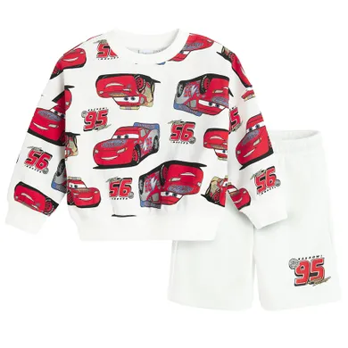 Cool Club, Komplet chłopięcy, Bluza, Szorty, biały, Auta