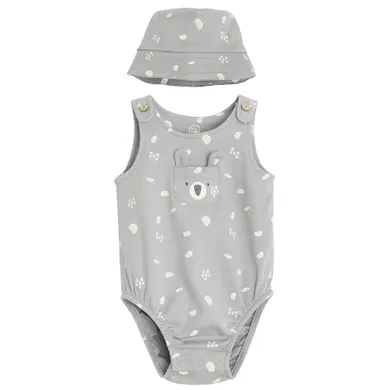 Cool Club, Komplet chłopięcy, Body bez rękawów, Kapelusz, szary