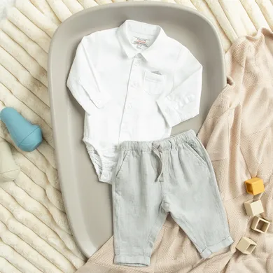 Cool Club, Komplet chłopięcy, Body koszulowe z długim rękawem, Spodnie materiałowe, mix