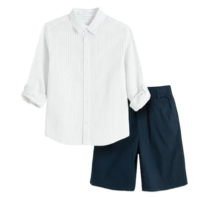 Cool Club, Komplet chłopięcy, Koszula z długim rękawem, z lnem, Szorty, mix