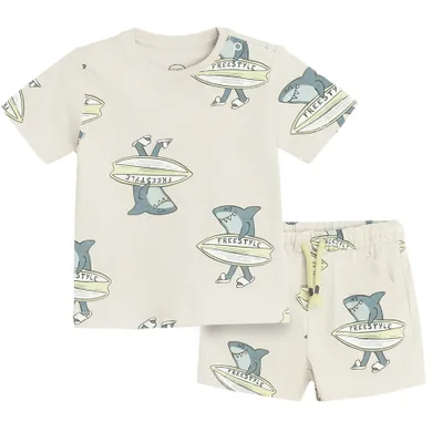 Cool Club, Komplet chłopięcy, T-shirt, Szorty, beżowy