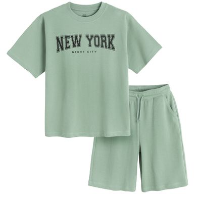 Cool Club, Komplet chłopięcy, T-shirt, Szorty, khaki