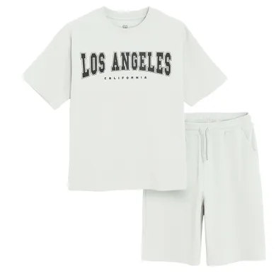 Cool Club, Komplet chłopięcy, T-shirt, Szorty, szary