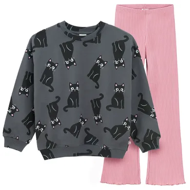 Cool Club, Komplet dziewczęcy, Bluza, Legginsy, dzwony, prążkowane, mix