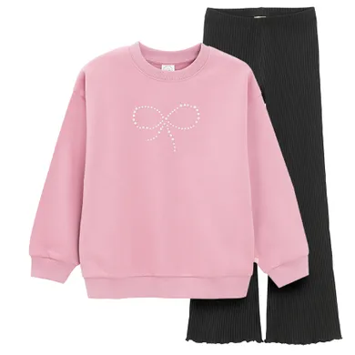 Cool Club, Komplet dziewczęcy, Bluza, Legginsy, dzwony, prążkowane, mix