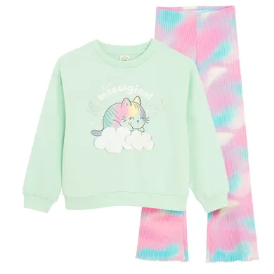 Cool Club, Komplet dziewczęcy, Bluza, Legginsy, flare, prążkowane, mix
