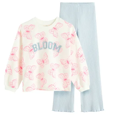 Cool Club, Komplet dziewczęcy, Bluza, Legginsy, flare, prążkowane, mix