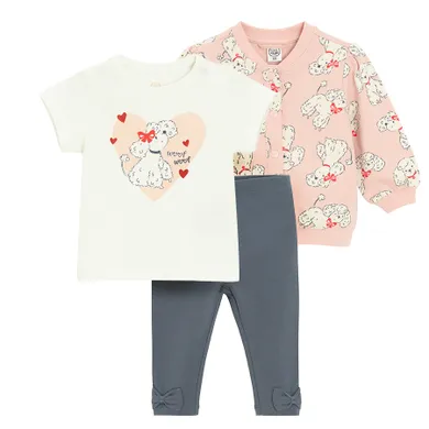 Cool Club, Komplet dziewczęcy, Bluza, rozpinana, T-shirt, Legginsy, mix