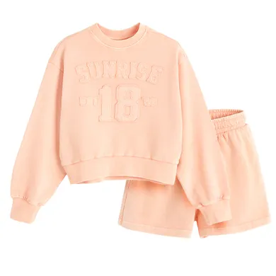 Cool Club, Komplet dziewczęcy, Bluza, Szorty, brzoskwiniowy