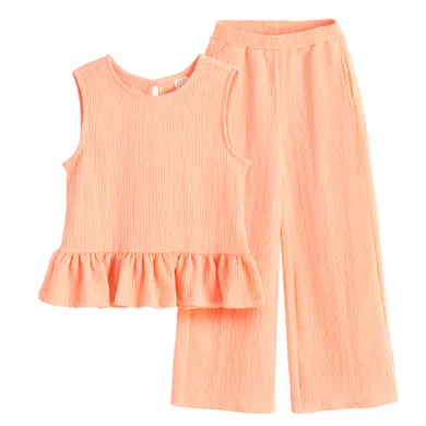 Cool Club, Komplet dziewczęcy, Bluzka bez rękawów, Spodnie materiałowe, wide, pomarańczowy