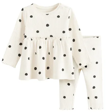 Cool Club, Komplet dziewczęcy, Bluzka z długim rękawem, Legginsy, prążkowany, ecru