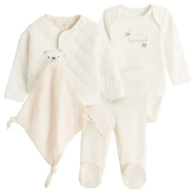 Cool Club, Komplet dziewczęcy, Body z długim rękawem, Bluza rozpinana, Półśpiochy, Pielucha muślinowa, mix