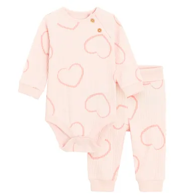 Cool Club, Komplet dziewczęcy, Body z długim rękawem, Półśpiochy, prążkowany, różowy