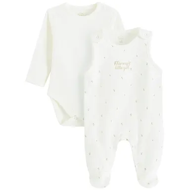 Cool Club, Komplet dziewczęcy, Body z długim rękawem, Śpiochy, biały