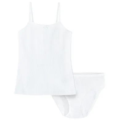 Cool Club, Komplet dziewczęcy, Podkoszulek na ramiączka, Majtki figi, prążkowany, biały