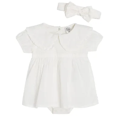 Cool Club, Komplet dziewczęcy, Sukienka body z krótkim rękawem, Opaska, biały