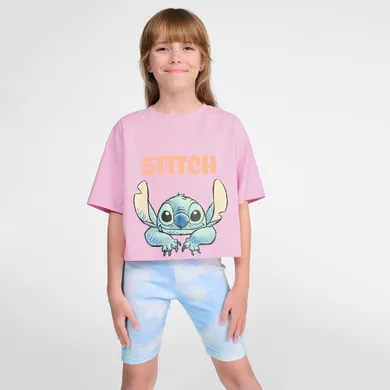 Cool Club, Komplet dziewczęcy, T-shirt, crop top, Legginsy kolarki, prążkowane, mix, Lilo i Stitch
