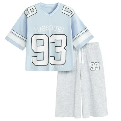 Cool Club, Komplet dziewczęcy, T-shirt, crop top, Szorty, mix