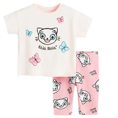 Cool Club, Komplet dziewczęcy, T-shirt, Legginsy 3/4, różowy, Kicia Kocia
