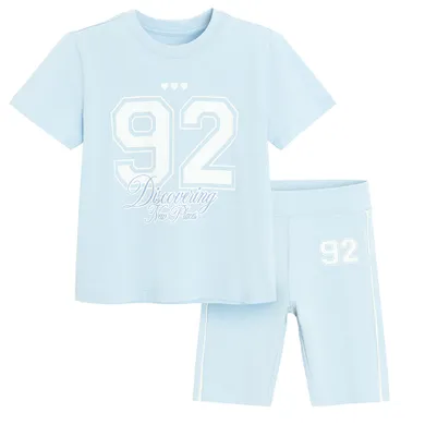 Cool Club, Komplet dziewczęcy, T-shirt, Legginsy, kolarki, niebieski