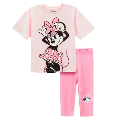 Cool Club, Komplet dziewczęcy, T-shirt, Legginsy, kolarki, różowy, Myszka Minnie