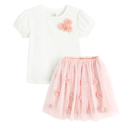 Cool Club, Komplet dziewczęcy, T-shirt, Spódnica, mix