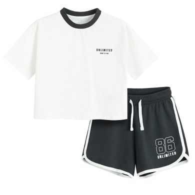 Cool Club, Komplet dziewczęcy, T-shirt, Szorty, biało-granatowy