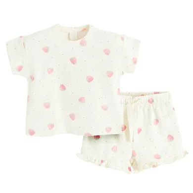 Cool Club, Komplet dziewczęcy, T-shirt, Szorty, ecru