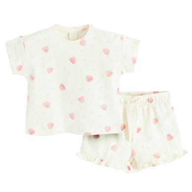 Cool Club, Komplet dziewczęcy, T-shirt, Szorty, ecru