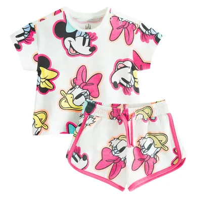 Cool Club, Komplet dziewczęcy, T-shirt, Szorty, ecru, Myszka Minnie