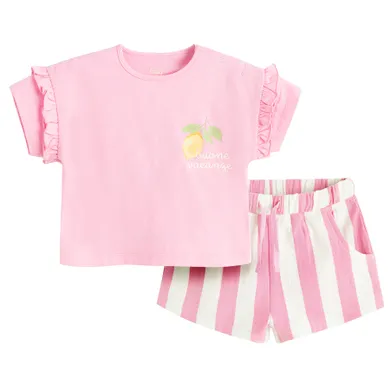 Cool Club, Komplet dziewczęcy, T-shirt, Szorty, różowy