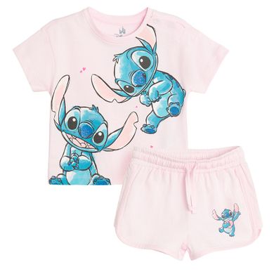 Cool Club, Komplet dziewczęcy, T-shirt, Szorty, różowy, Lilo i Stitch