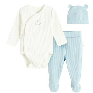 Cool Club, Komplet niemowlęcy, Body z długim rękawem, Półśpiochy, Czapka