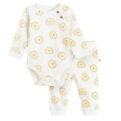Cool Club, Komplet niemowlęcy, Body z długim rękawem, Półśpiochy, prążkowany, biały
