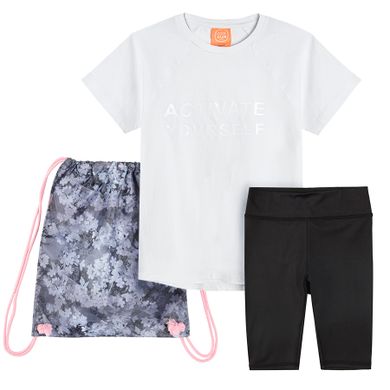 Cool Club, Komplet sportowy dziewczęcy, T-shirt, Legginsy kolarki, Worek, mix