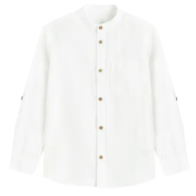 Cool Club, Koszula chłopięca z długim rękawem, z lnem, regular, biała