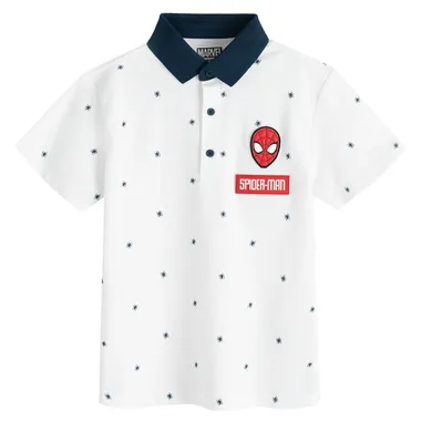 Cool Club, Koszulka polo chłopięca z krótkim rękawem, biała, Spider-Man