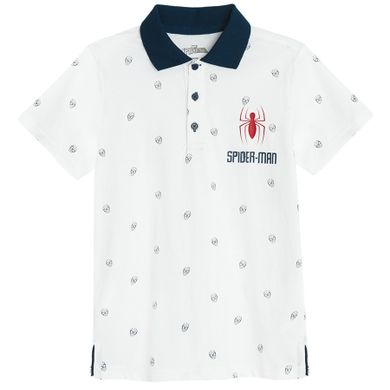 Cool Club, Koszulka polo chłopięca z krótkim rękawem, biała, Spider-Man