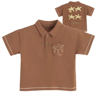 Cool Club, Koszulka polo chłopięca z krótkim rękawem, brązowa